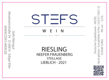 2021er Riesling - Neefer Frauenberg - Lieblich